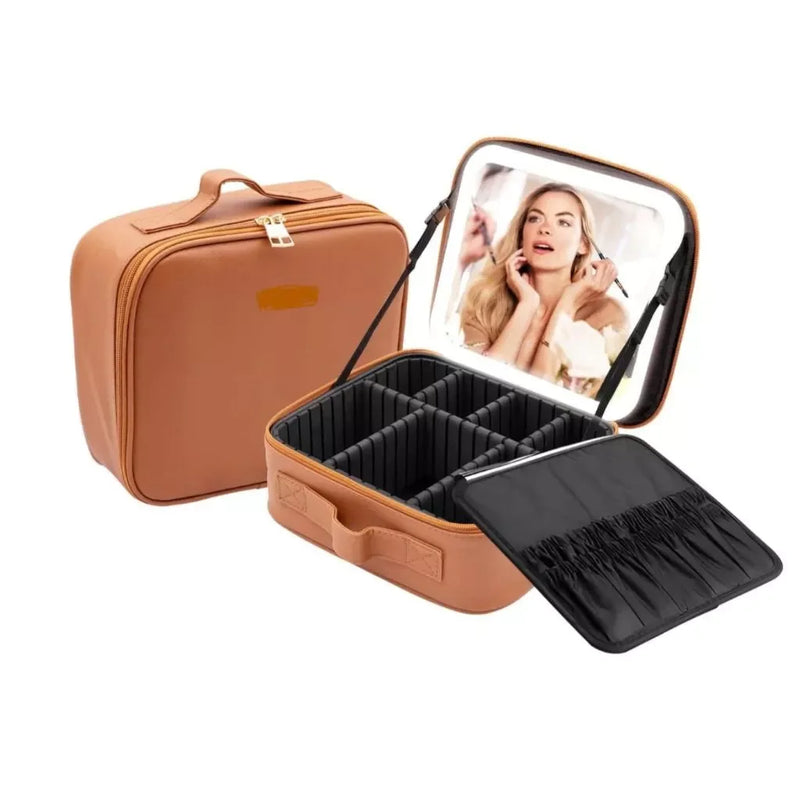 ESTOJO DE MAQUIAGEM COM LUZ LED E ESPELHO - PROFESSIONAL MAKEUP CASE