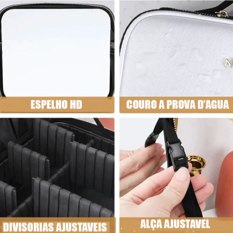 ESTOJO DE MAQUIAGEM COM LUZ LED E ESPELHO - PROFESSIONAL MAKEUP CASE