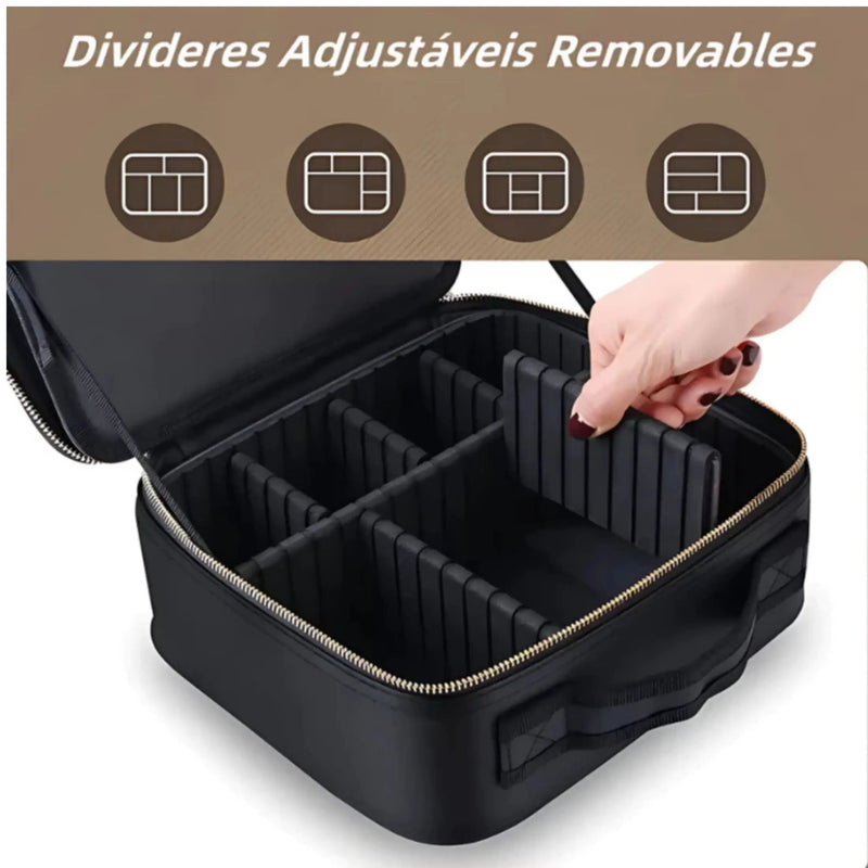 ESTOJO DE MAQUIAGEM COM LUZ LED E ESPELHO - PROFESSIONAL MAKEUP CASE